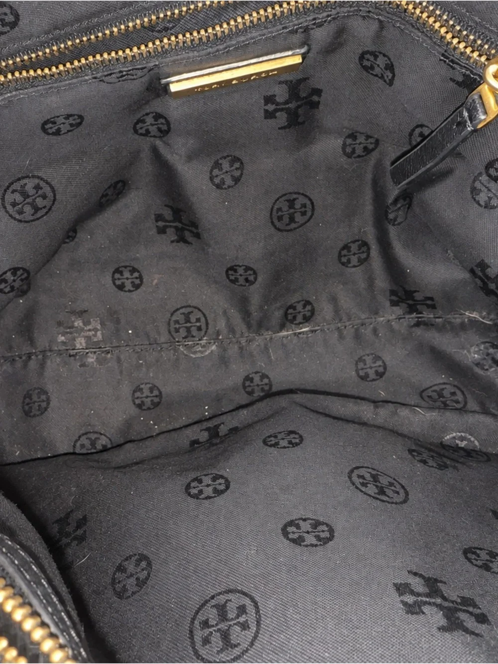 Tory Burch Black Quilted Leather Shoulder Bag with Gold Chain Strap